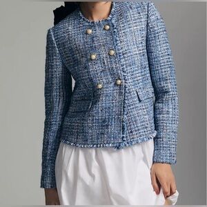 Maeve by Anthropologie Jacket Blazer Tweed Double Breasted, Size 00